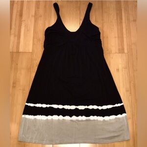 BOSTON PROPER MIDI Sun Dress, Black & Tan with White Stripe, Small, EUC (CL03)